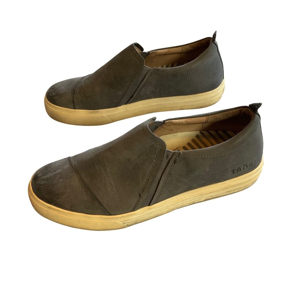 Taos Plim Soul Lux Leather Slip On Sneakers Women 8.5 Gray Comfort TGX-14078